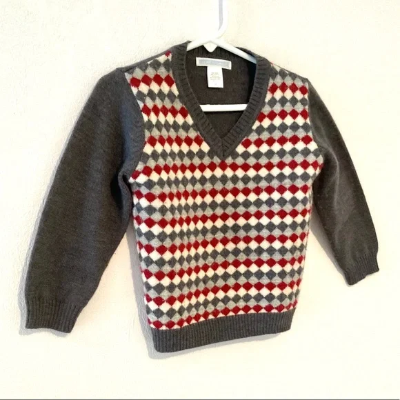 Janie and Jack Diamond V Neck Gray Sweater Size 2T - Picture 3 of 6